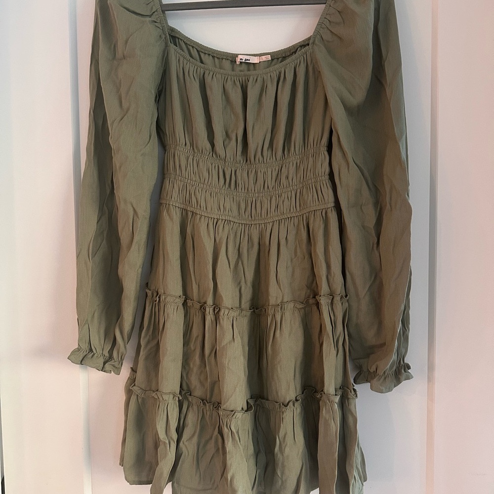 Mi Ami Sage Green Ruffled Dress